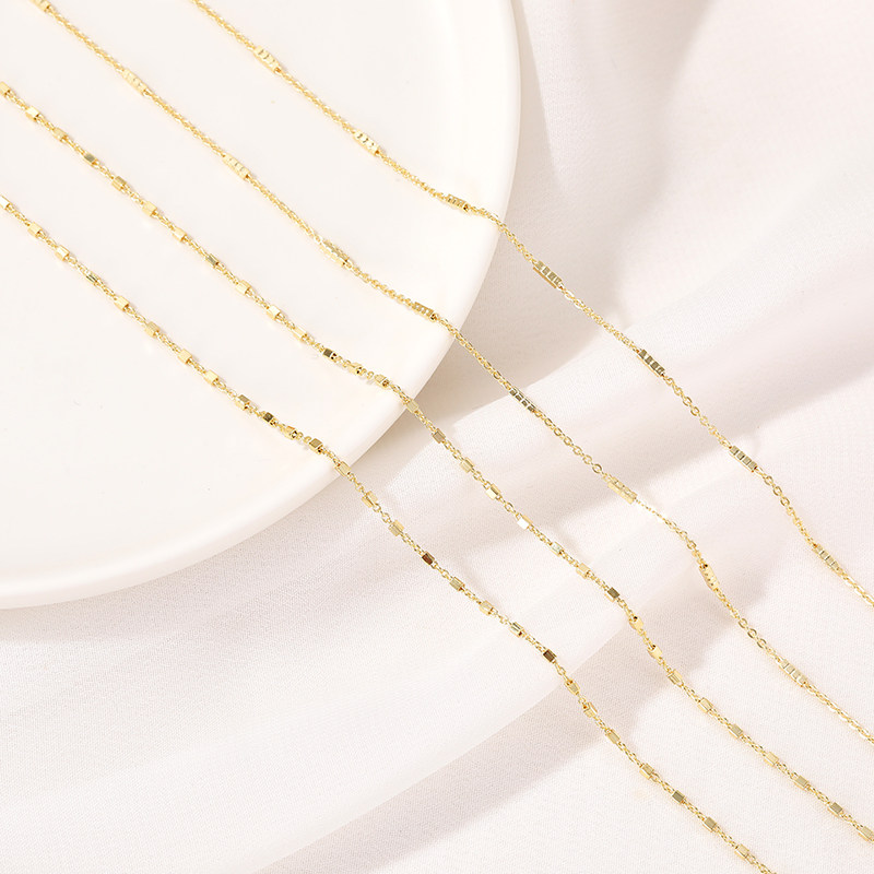 14K GOLD-FILLED COLOR-RETAINING SQUARE TUBE CHAIN O-CHAIN BRACELET CROSS CHAIN ACCESSORIES HAND-MADE DIY NECKLACE LOOSE CHAIN MATERIAL