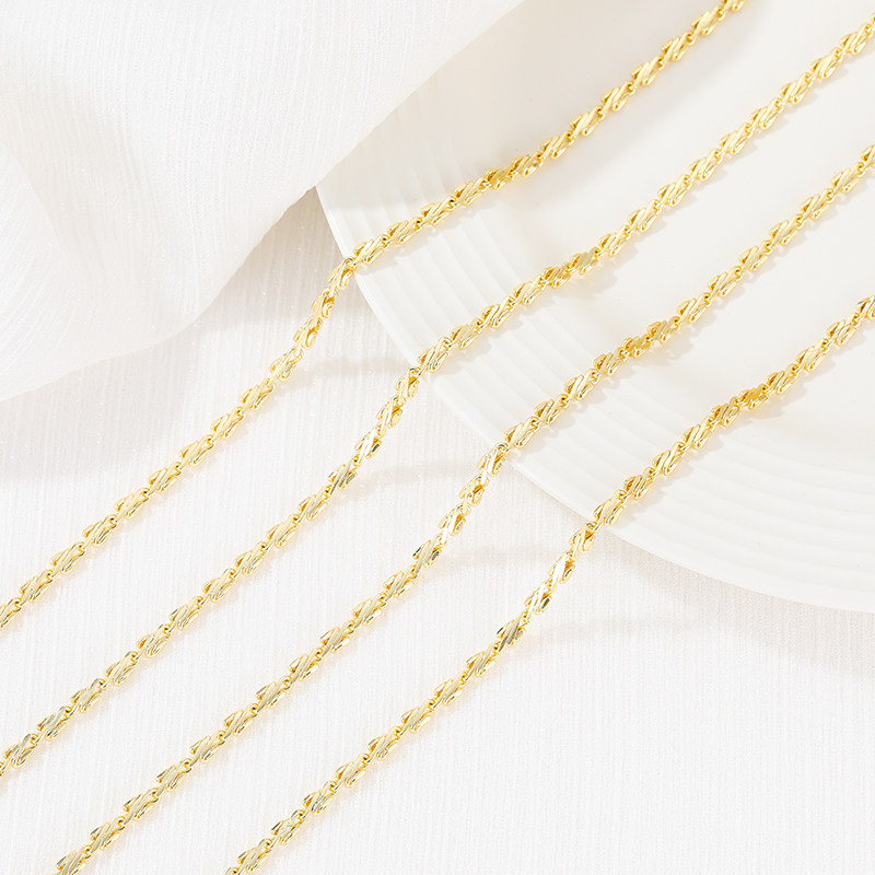 COPPER PLATED 14K REAL GOLD SWASCAST CHAIN COLOR-RETAINING DIY CHAIN BUCKLELESS NECKLACE LOOSE CHAIN BRACELET ACCESSORIES MATERIAL HAND-MADE ACCESSORIES