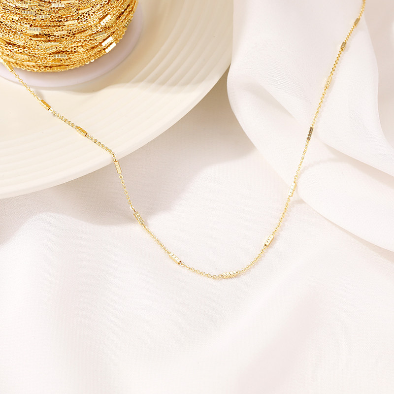 14K GOLD-FILLED COLOR-RETAINING SQUARE TUBE CHAIN O-CHAIN BRACELET CROSS CHAIN ACCESSORIES HAND-MADE DIY NECKLACE LOOSE CHAIN MATERIAL