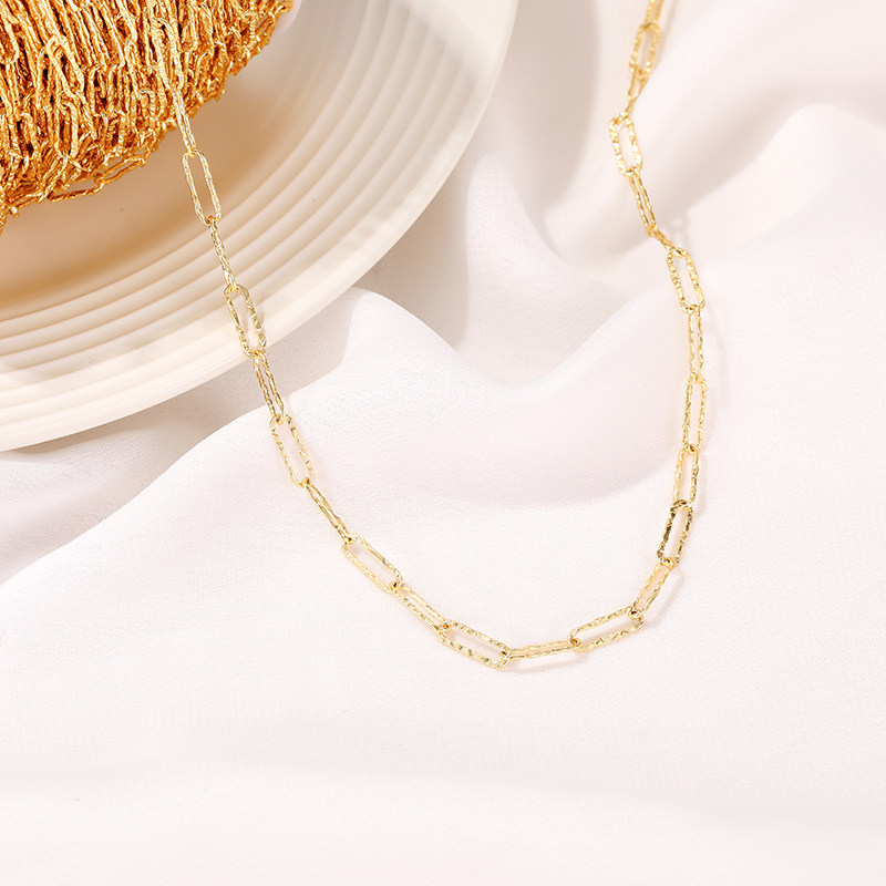 COLOR-RETAINING 14K GOLD-FILLED EUROPEAN AND AMERICAN STYLE LONG O CHAIN ENGRAVED CHAIN BRACELET NECKLACE EARRINGS HANDMADE DIY JEWELRY LOOSE CHAIN