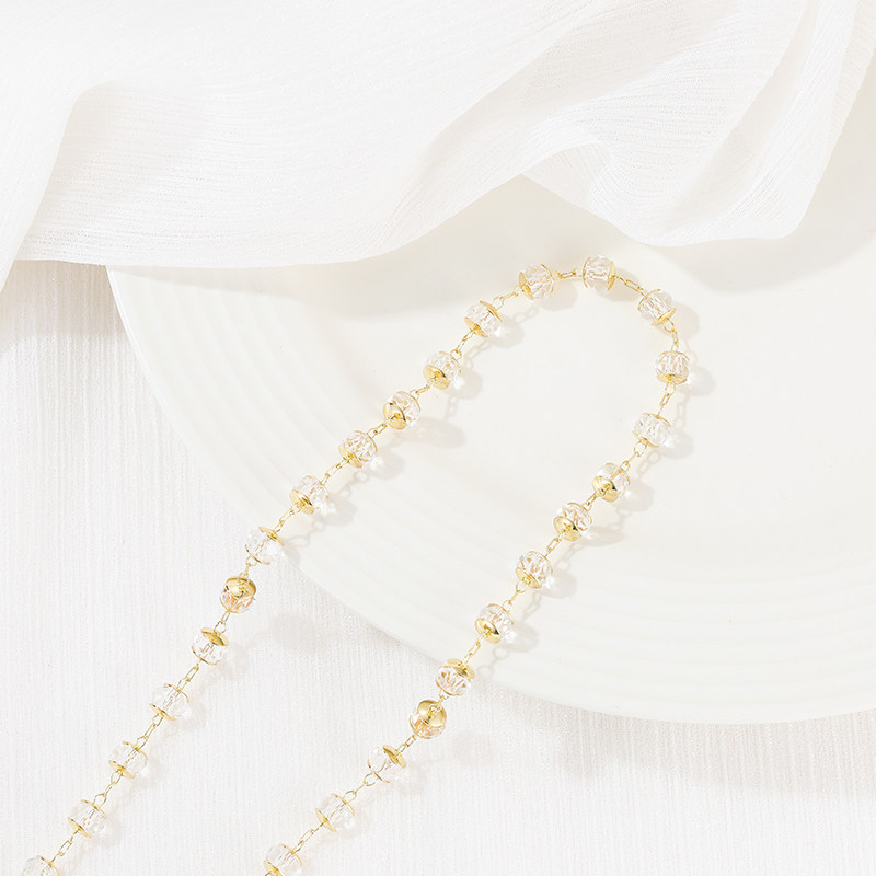 COLOR-RETAINING COPPER PLATED 14K REAL GOLD HOLDER CRYSTAL BEAD CHAIN EYE CHAIN HANDMADE DIY LOOSE CHAIN BRACELET NECKLACE ACCESSORIES