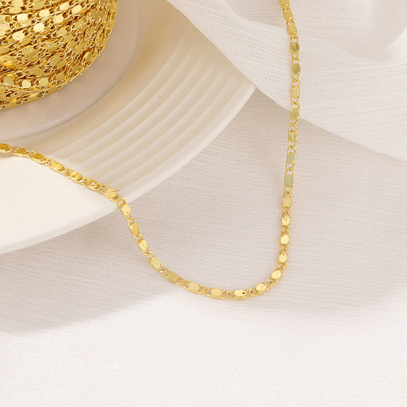 COPPER PLATING 14K REAL GOLD COLOR-RETAINING WELDED DISC CHAIN DIY NECKLACE LOOSE CHAIN BRACELET ACCESSORIES MATERIAL HANDMADE ACCESSORIES