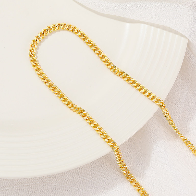 COPPER-CLAD 14K GOLD COLOR-PRESERVING CUBAN CHAIN CHAIN CLAVICLE CHAIN SNAKE BONE NECKLACE DIY MATERIAL BRACELET HAND-MADE JEWELRY ACCESSORIES
