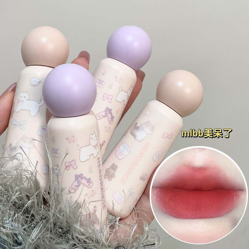 HERORANGE~奶霜甜漾雾面唇釉丝绒哑光唇泥显色显白持妆唇 HERANGE