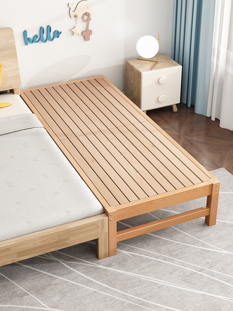 榉木简易加宽拼接床实木儿童床加长扩宽小床成人单人床边床可定制