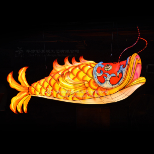 餐厅室内景区公园发光装 鲤鱼花灯非遗手工日式 饰布艺金鱼灯笼成品
