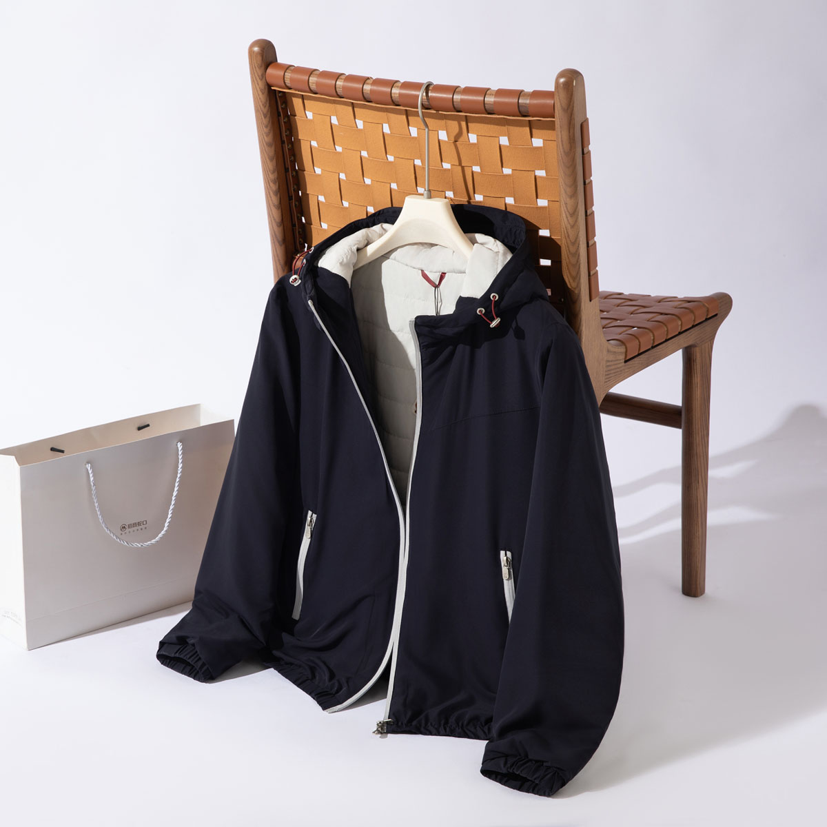 厚实防泼水绵羊毛桑蚕丝混纺棉服连帽保暖男士棉衣夹克4309-61610