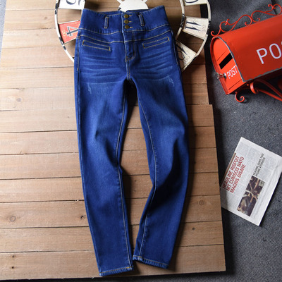 加绒加厚保暖高弹力牛仔裤