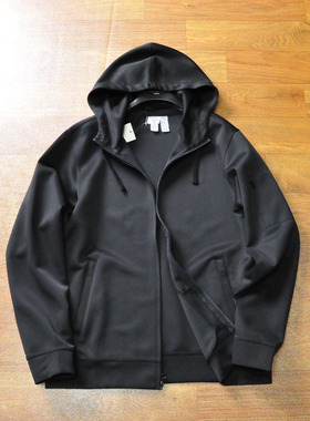 欧美单加肥加大男士黑色速干宽松运动休闲卫衣连帽外套开衫5322-1