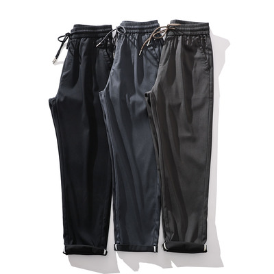 垂顺透气26新款春季男士舒适松紧腰直筒日系休闲长裤5076-6723