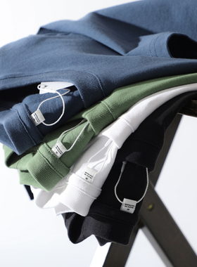 高克重长绒棉潮男女光板情侣打底半袖休闲圆领短袖T恤5007-77535