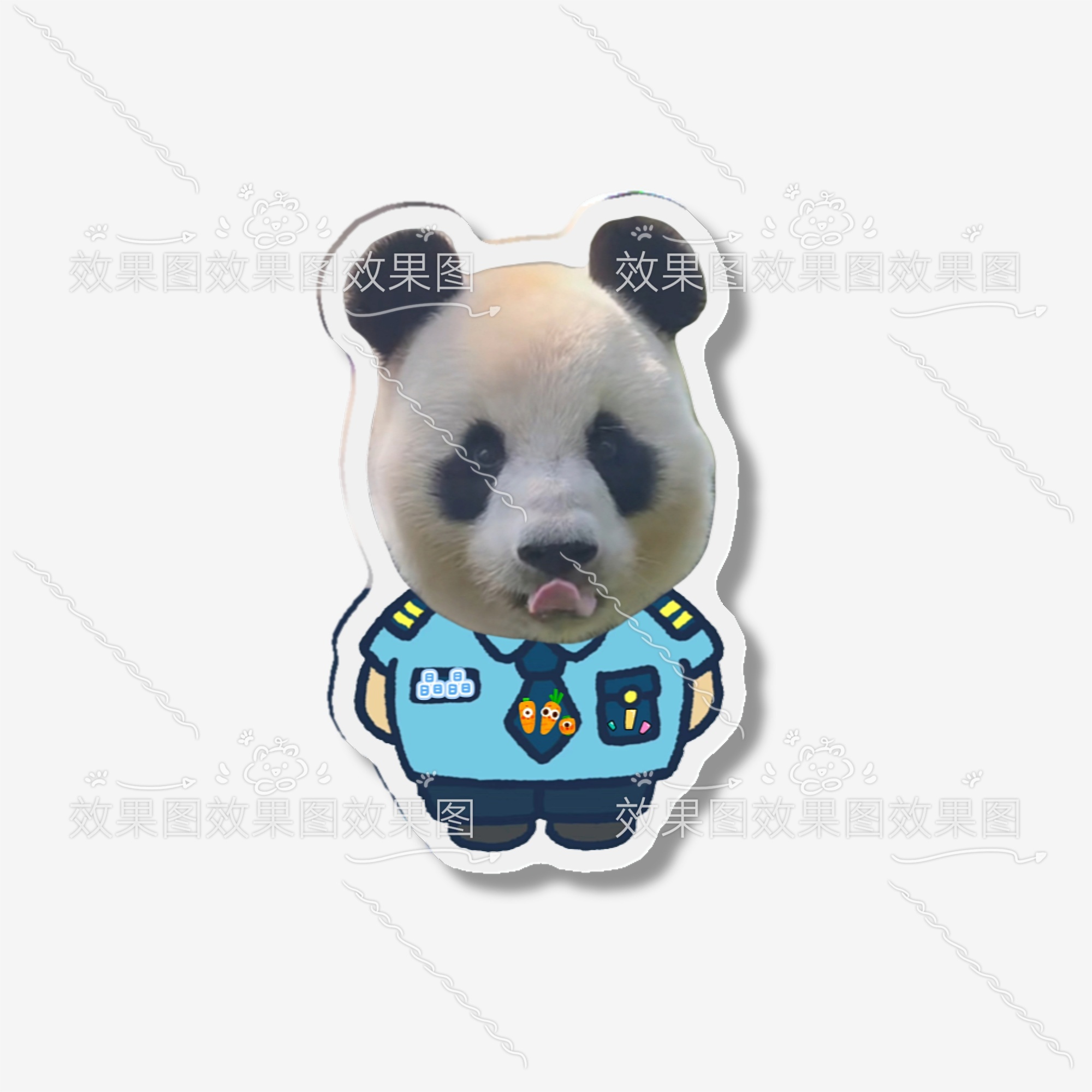 大熊猫晶晶周边小保安系列亚克力冰箱贴5cm