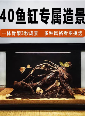 40鱼缸一代南美缸造景整体一体骨架黄梨木黄栎沉木拱桥一图一拍
