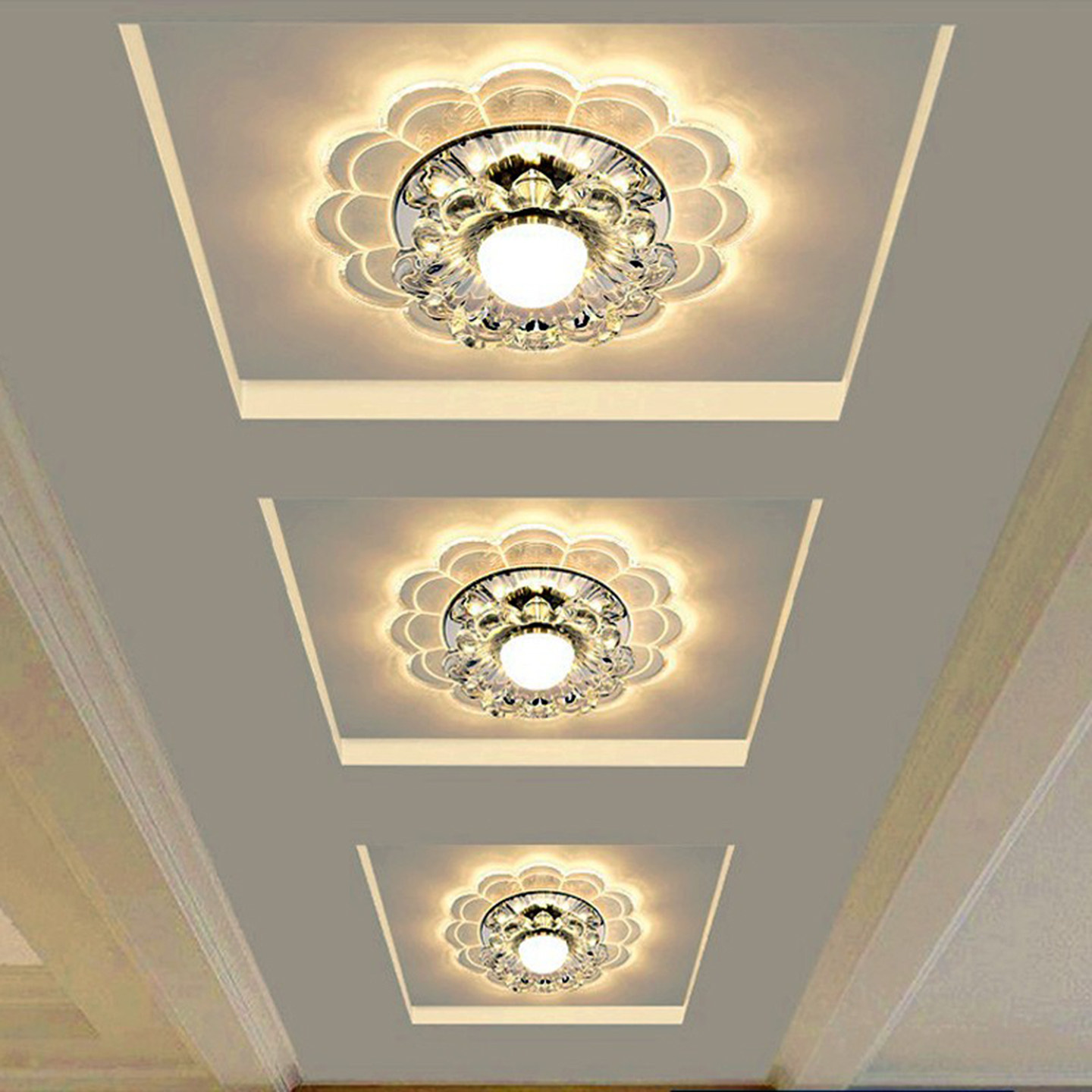 新款创意天花七彩孔灯嵌入式led筒灯客厅入户玄关水晶过道走廊灯