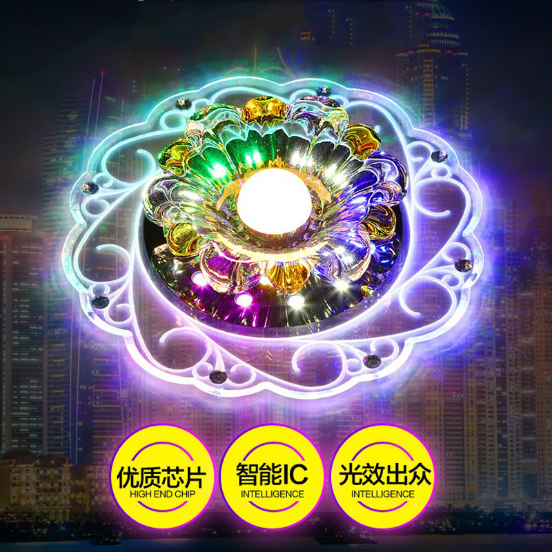 创意嵌入式客厅水晶过道灯门厅入户玄关灯轻奢阳台走廊吸顶灯明装