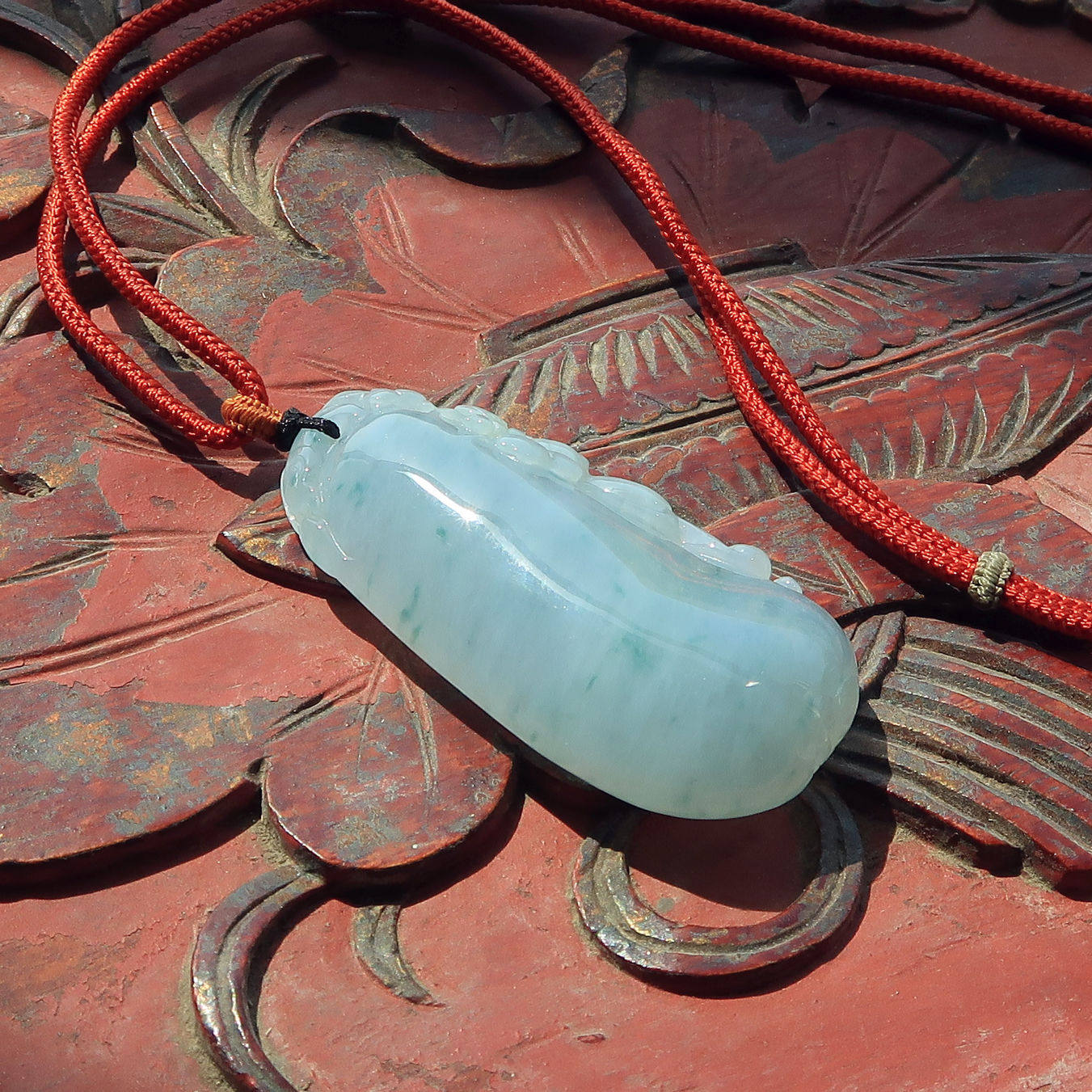 {春之和风}隆和斋藏经典老坑老种冰底紫罗兰飘花翡翠吊坠福瓜挂件