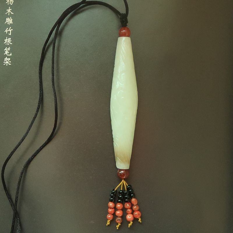 {夏有凉风冬有雪}隆和斋清代和田籽料白玉天珠吊坠南红玛瑙珠超值