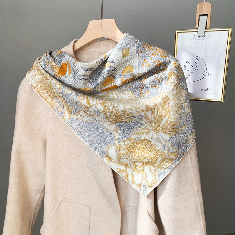 高阶丝毛加密不易抽丝！雨林福宝双面异色保暖丝羊毛86cm方巾丝巾