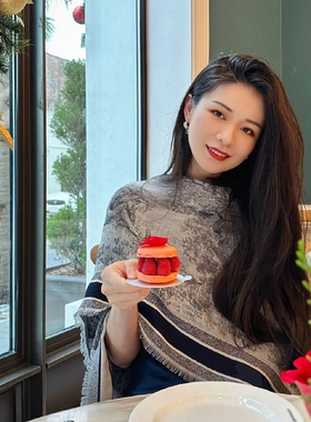 茹伊丛林印花双面双色真丝羊毛围巾秋冬空调房保暖披肩140大方巾