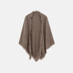 【年龄不存在】安静优雅蒿级 100%山羊绒保暖三角大围巾流苏披肩