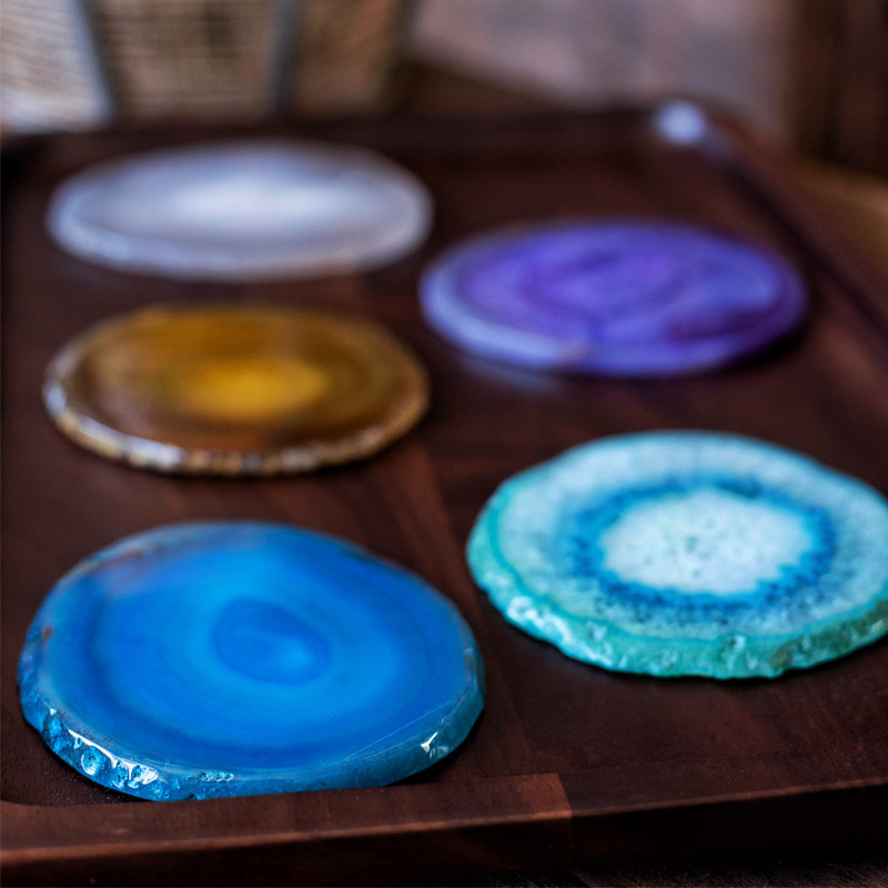 JK慕空间 北欧天然玛瑙石片石纹路透明多色杯垫隔热垫 首饰展示盘,餐饮具,杯垫,淘宝优惠券,粉丝福利购,淘宝优惠卷