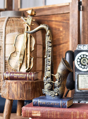 JK慕空间 复古做旧萨克斯风摆件 客厅书房咖啡厅酒吧音乐乐器装饰