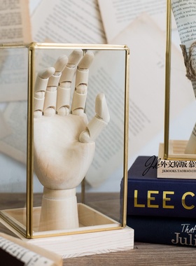 JK慕空间复古北欧简洁风格金边玻璃罩书房客厅摆件装饰多边形花房