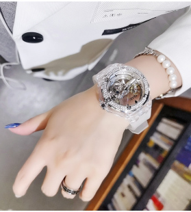 正品GUOU古欧品牌机械手表女士时尚潮流水钻大表盘镂空高级感石英