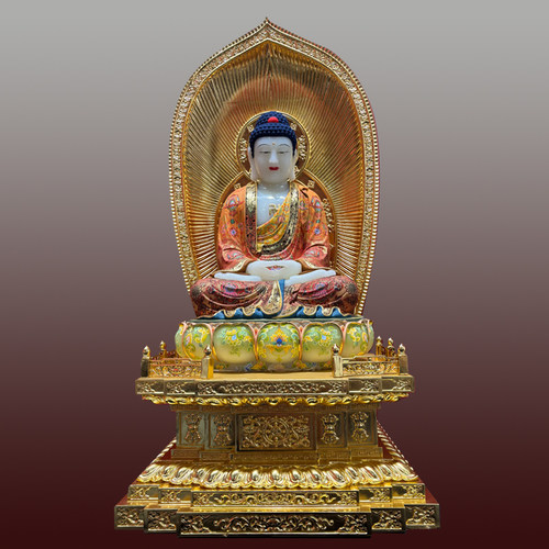 九鼎雕刻手工彩绘148cm原石佛祖