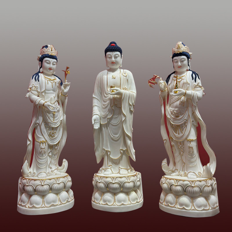 西方三圣108cm天然汉白玉原石