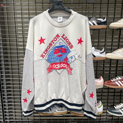 阿迪达斯女装2025秋季新款印花运动休闲宽松圆领卫衣套头衫KG3146