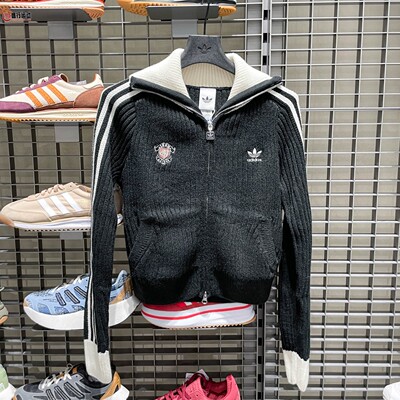 阿迪达斯女子2025冬季新款时尚百搭全开襟运动修身款针织衫KF0718