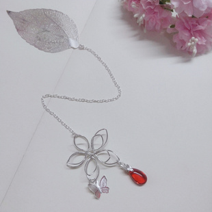 天官赐福衍生花城谢怜花花树叶书签金属镂空银叶书签古风饰品