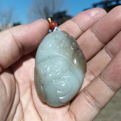 新疆和田玉且末糖白玉手把件
