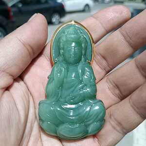 和田玉碧玉猫眼观音挂件吊坠