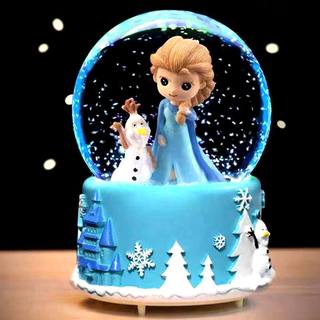 爱莎公主水晶球音乐盒艾莎女孩八音盒飘雪灯光送儿童生日礼物六一