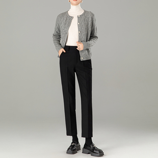 女2026春季 裤 新款 九分西装 子 锥形直筒裤 巨显瘦精纺羊毛高腰烟管裤