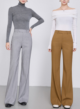 超模神裤显瘦微喇裤女2025秋季新款灰色西装裤垂感高腰喇叭长裤子