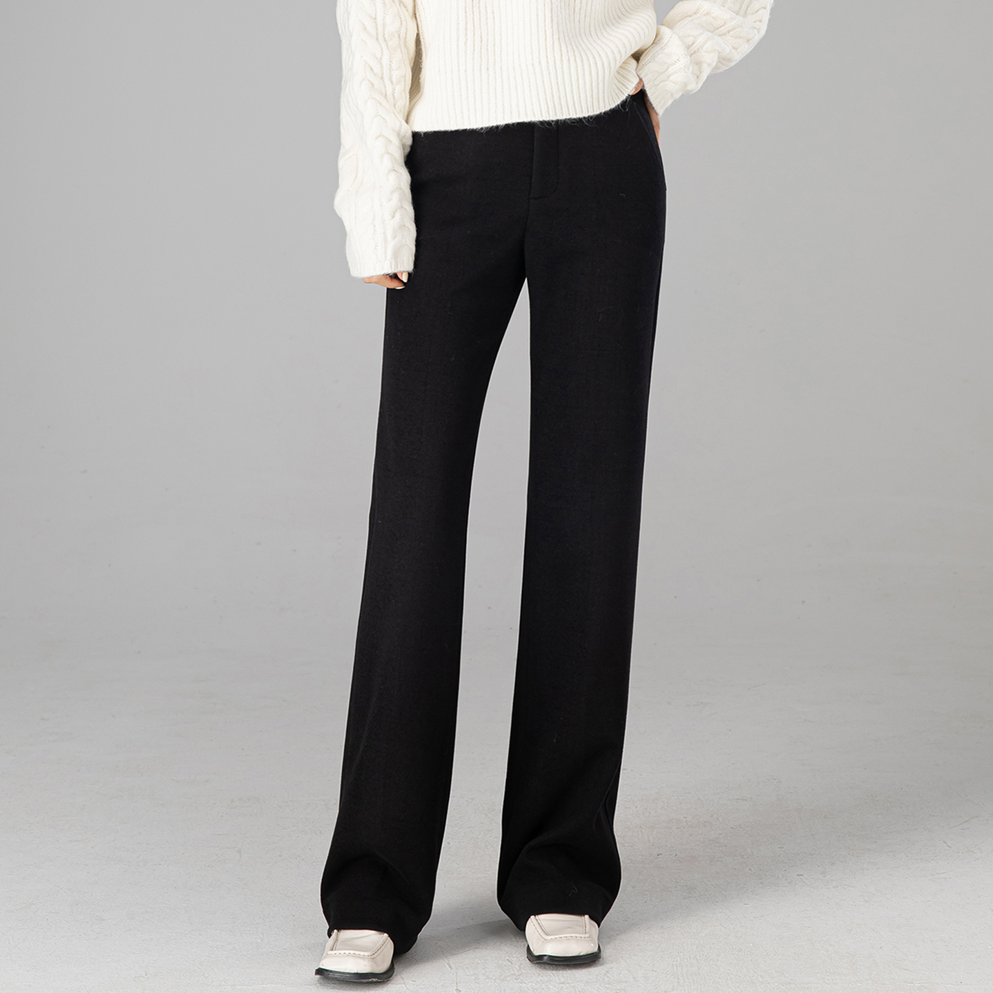 加厚醋酸羊毛直筒微喇裤