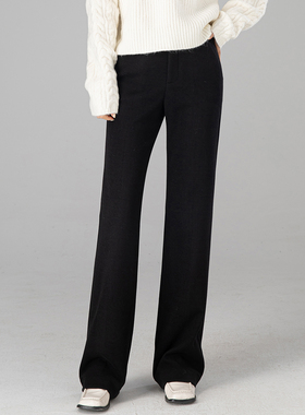 显瘦超模神裤加厚醋酸毛呢直筒微喇叭裤女秋冬新款羊毛休闲长裤子