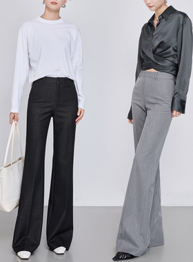 超模神裤天丝醋酸微喇裤女牛仔裤2025秋季灰色西装显瘦喇叭裤长裤