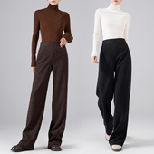 阔腿裤 曼依拉羊毛呢糯米裤 子2025秋冬后松紧腰休闲裤 女长裤 直筒裤