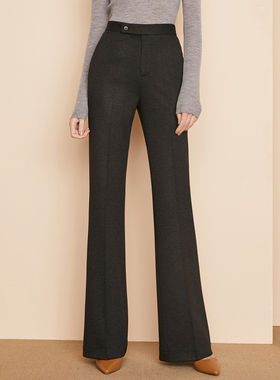 毛呢微喇裤子女高端大气质感宽松显瘦羊毛料喇叭裤长裤2025秋冬