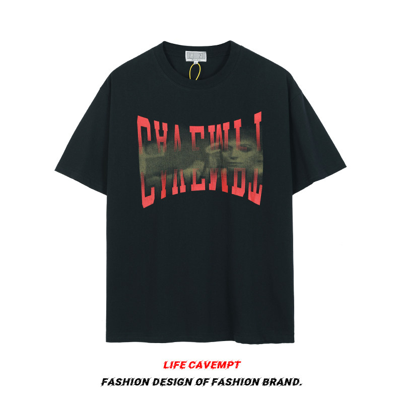 LIFE CAVEMPT CE RETRO ABSTRACT GRIMACE PRINT UNI FASHION BRAND SUMMER OVERSIZE COUPLE