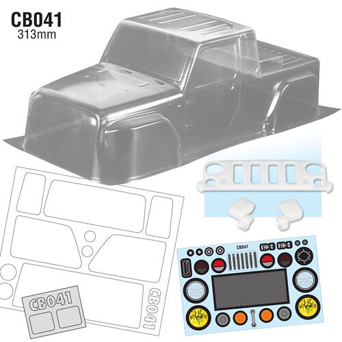 1/10 JP1攀爬车壳CB041透明PC  313mm  附后视镜/前防撞 运费6元
