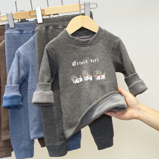 儿童加绒加厚保暖内衣裤宝宝打底套装男女童秋衣秋裤大童秋冬内穿