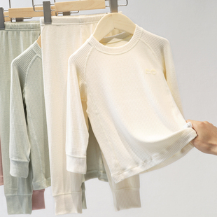 儿童睡衣女孩男童宝宝家居服婴儿打底秋衣秋裤 中大童德绒保暖套装