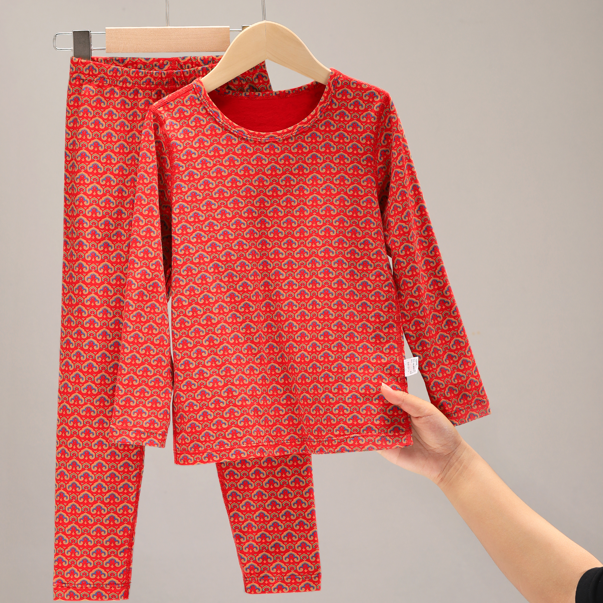 儿童本命年大红内衣保暖套装女童2025蛇年男童秋衣秋裤中大童新年