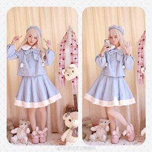 绵绵小手套 可爱 球球 短上衣 原创 毛领 短大衣 仙太郎