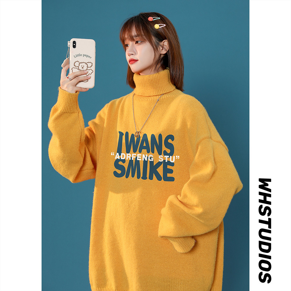 中性风冬季宽松百搭毛衣男女潮流针织衫潮M6911P65控78加绒P75，男装针织衫/毛衣，电商A268